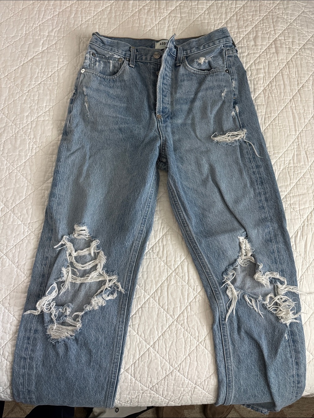 Agolde Light Blue Ripped Relaxed woman’s Jeans midrise loose fit